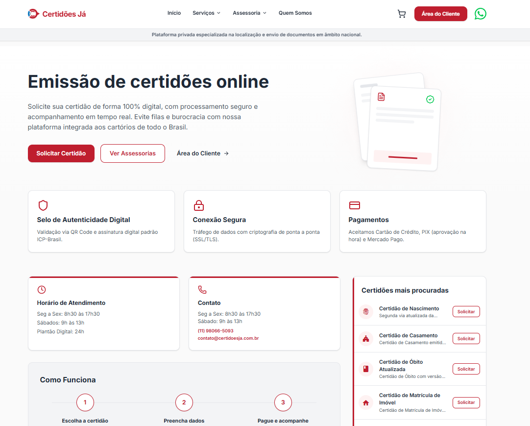 Portal de certidões online